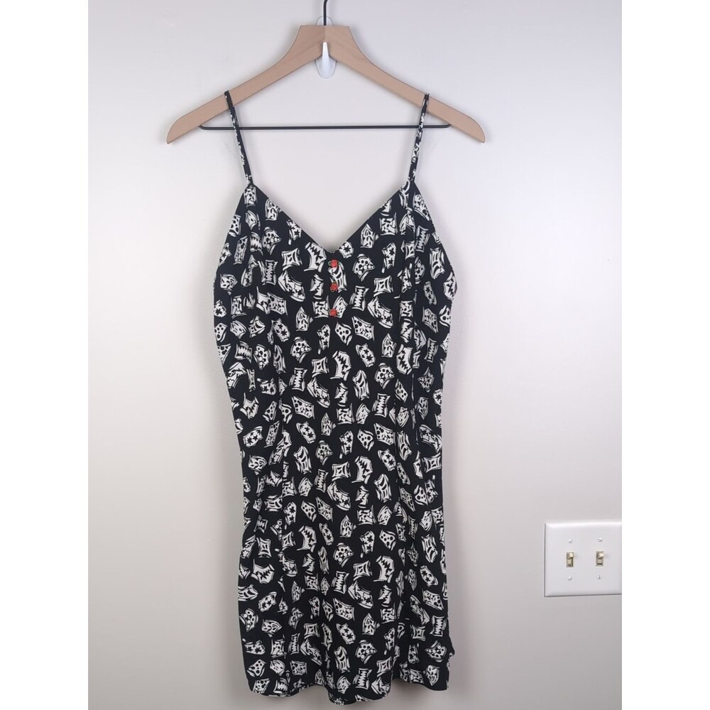 VINTAGE Y2K Slip Dress | Black and White Abstract Print | Circa 2000 Brand | L